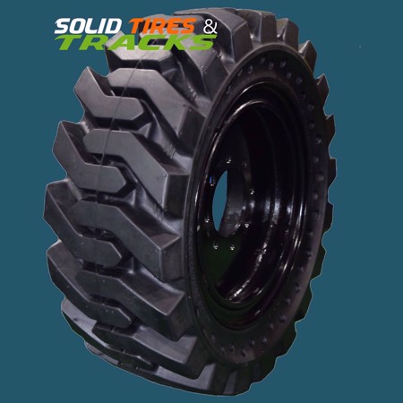 4 Solid Skid Steer Tires 10-16.5/ 10x16.5 - Heavy Duty Non-Directional