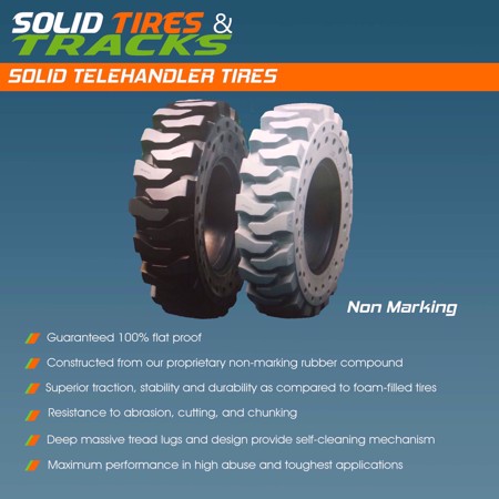 13.00-24 Telehandler Solid Tires with 12 Bolt Hole Rims