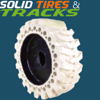 12x16.5 Non-Marking Solid Skid Steer Tires - Severe Duty White